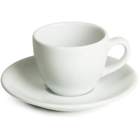 Royal Genware Stacking Cups and Saucers 9cl - Set of 6 | Porcelian Espresso Cups and Saucers - White Espresso Cups and Saucers | Commercial Quality Tableware for Domestic and Catering Use Cover
