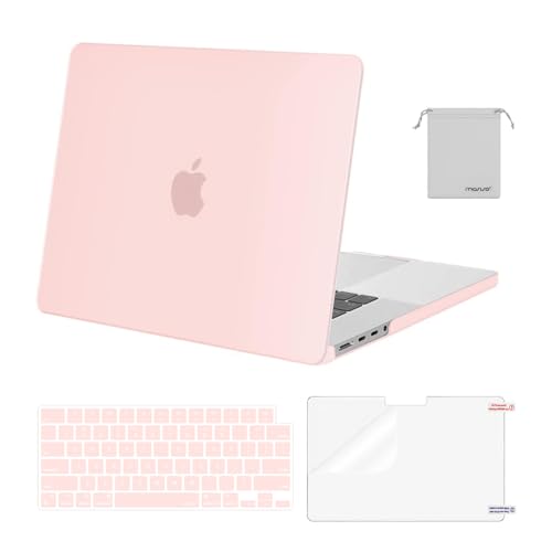 Image of MOSISO Compatible with MacBook Pro 16 inch Case 2025 2024 2023 2022 2021 M4 M3 M2 M1 A3403 A3186 A2991 A2780 A2485 Pro Max, Plastic Hard Shell&Keyboard Cover&Screen Film&Storage Bag, Chalk Pink