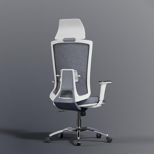 Image of FUGO FG410 High-Back Ergonomic Office Chair-Executive Computer Chair with Adjustable Headrest, Armrests, Lumbar Support, Breathable Mesh, 360 Swivel, Recline Function, and Heavy-Duty Base (White)