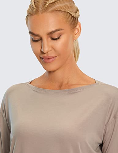 CRZ YOGA Camisas de treino de manga comprida para mulheres soltas Fit-Pima Camisas de ioga de algodã