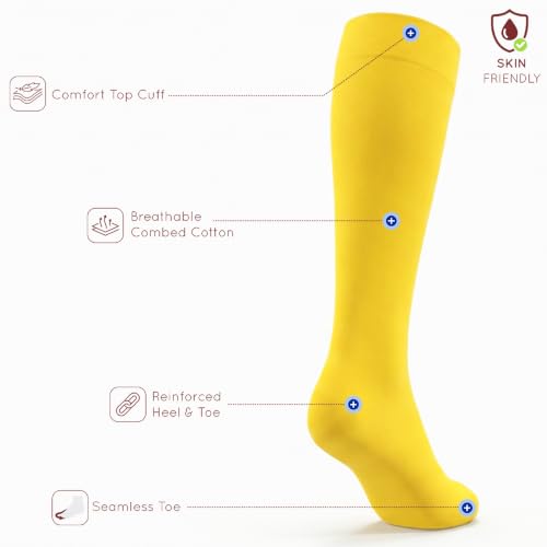 Image of Mysocks Knee High Socks for Women Men Combed Cotton Seamless Toe Tall Long High Socks