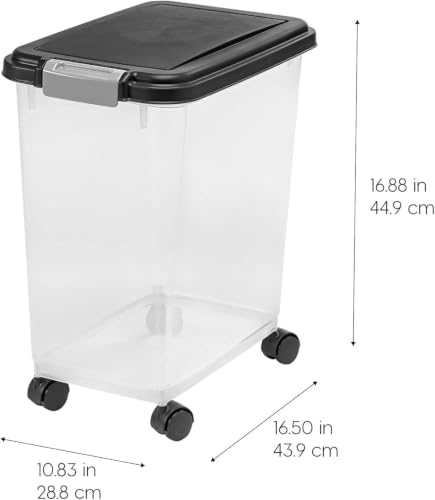 IRIS USA Airtight Pet Food Storage Rolling Container, 30 lb Capacity, Black - Image 4