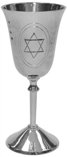 Magnificent Hammered Stainless Steel Elijah Kiddush Cup on Base, 6"