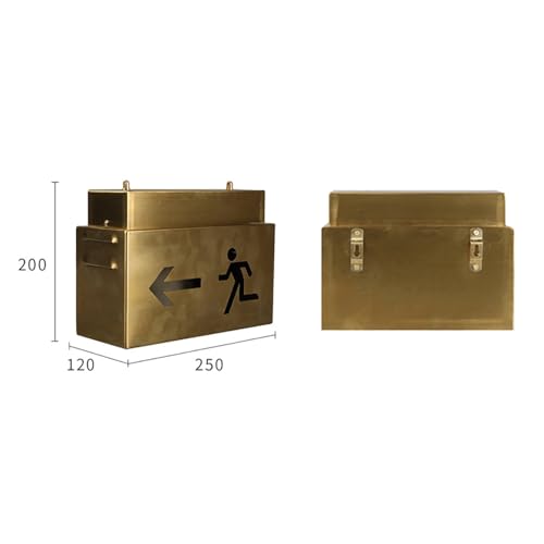 Señal de salida LED de metal, luces de salida de emergencia con flecha de dirección, caja de luz de acero inoxidable de estilo industrial retro para oficina, almacén y seguridad escolar