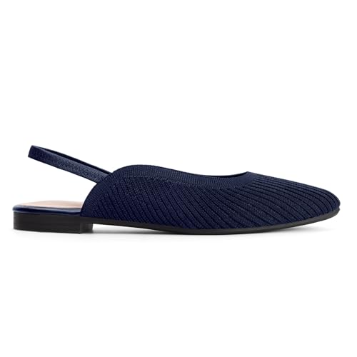 MUSSHOE Women's Blue Mesh Slingback Flats - Pointed Toe, Peep Toe, Slip On, Flat Heel, Casual Office Shoes2