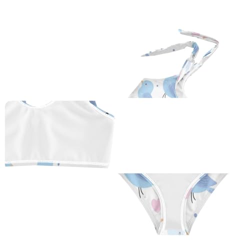 Plaaee Girls' 2 Piece Swimsuits Dove Heart Pattern Cute Bikini Set Bathing Suit 4T3