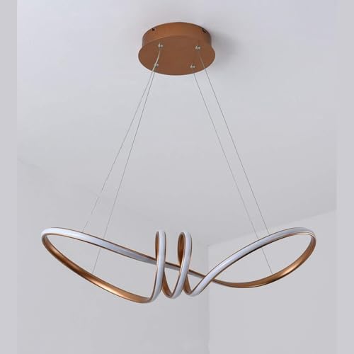 Image of SINOMAN Loop LED Hanging Chandelier Light Golden Finish Modern Decorative Pendant Ceiling Lighting Fixture Energy Saving Acrylic Spiral Ring Design Warm White Glow for Home & Office Decor
