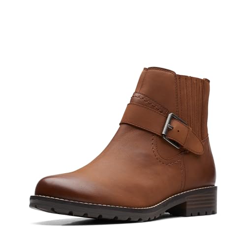 M Bottines Clarks Clarkwellstrap en cuir premium marron foncé 37 EU