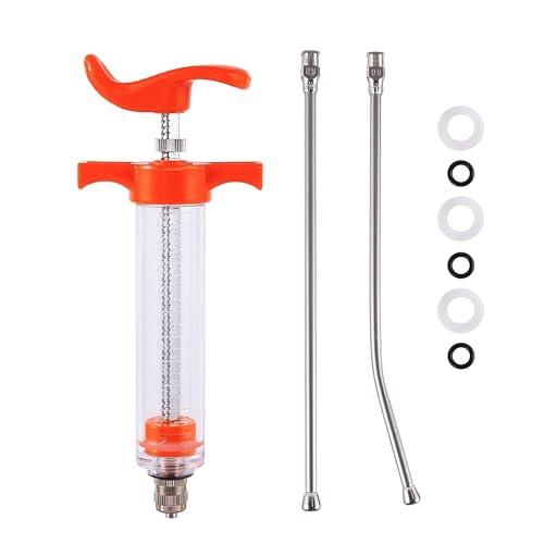 TOHONGADON 20ML Goat Drench Gun Goat Syringe Adjustable Dosage Drench Syringe with 2 Nozzles Drench Gun for Sheep Cat Cattle Dog Pig Horse