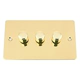 A5 10 Amp Light Dimmer Switch 3 Gang 2 Way 400W - Flat - Polished Brass