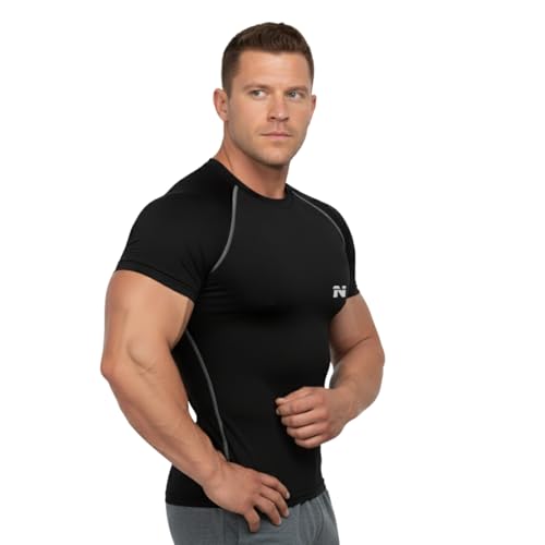 Image of NINQ Half Sleeve Compression T-Shirt - Men's Athletic & Sports Tights for Fitness Gym
