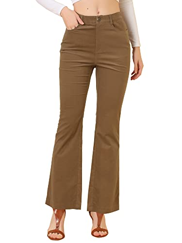 Allegra K Women's Vintage Flare Trousers High Waist Long Bell Bottom Corduroy Pants