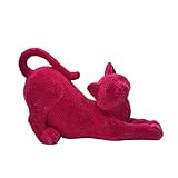 Genérico Estatuillas Pequeñas de Gato - Escultura Adorable De Resina Aterciopelada En Estiramiento - Estatua De Gato para Jardín,para Dormitorio Sala De Estar