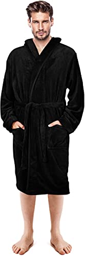 NY Threads Mens Hooded Robe - Plush Long Bathrobes for Men