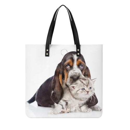 Tote bag pour voyage chaton chiot - Grand sac à main shopper et bandoulière femmes