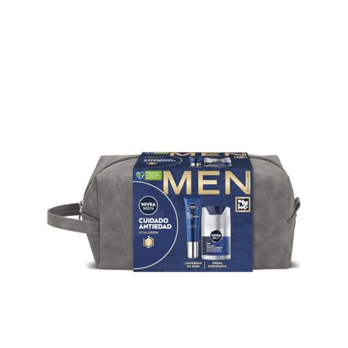 NIVEA MEN Hyaluron Pack Set Regalo Rutina Cuidado Facial Antiedad Hombre, pack de hombre con crema antiedad (1 x 50 ml) y contorno de ojos (1 x 15 ml)
