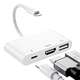 i-Phone HDMI 変換ケーブル 1080P hdmiポート+USB 高速ポート+Lightn-ing高速PD充電ポート 3in1 ライト-ニング usb カメラアダプタ ios13以降双方向転送 カメラカードリーダー 高速な写真とビデオ転送 キーボード マウス USBメモリOTG iPhone iPad専用IOS対応(ホワイト)