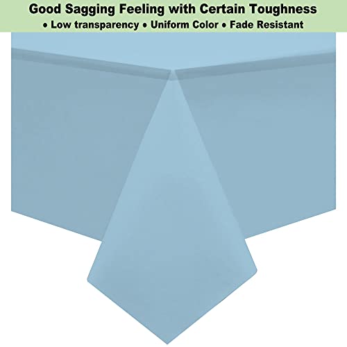 Plastic Light Sky Blue Tablecloths 3 Pack Disposable Table Covers 54" X 108" Powder Lt Blue Table Cloths For Gender Reveal Parties Baby Shower Engagement Wedding, Fits 6 To 8 Foot Rectangle Tables #TOP2