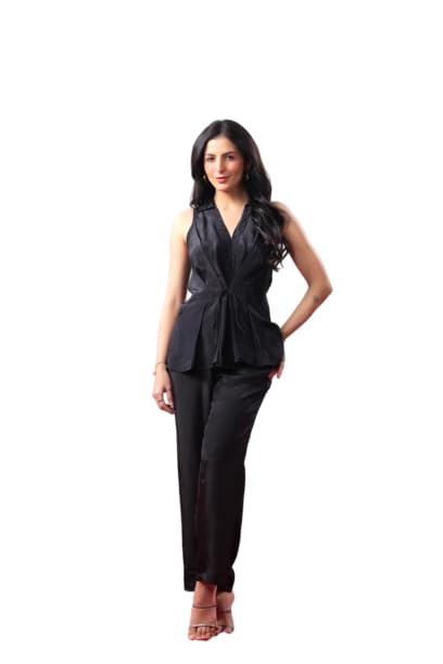 jisora Women's Black Solid Natural Crepe Co-ord Set-picture-39