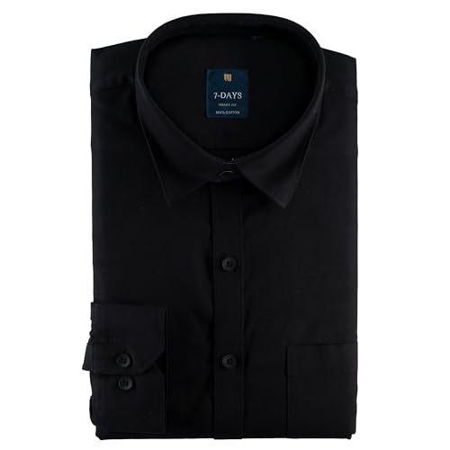 Image of 7-DAYS Men's 100% Cotton Full Sleeve Shirt for Men | Premium Plain Shirt | Tailored Fit (Between Slim & Regular) | Stylish Office & Casual Wear | with Pocket