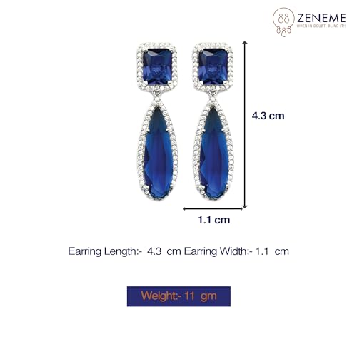 Rhodium-Plated American Diamond Teardrop Earrings