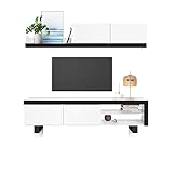 El módulo inferior o de TV está compuesto por dos puertas abatibles y 2 huecos. Este conjunto, te permitirá tener organizado tu salón, ya que gracias a sus compartimentos, contienen un gran espacio interior para almacenar objetos de mayor tamaño y que no permanezcan a la vista.