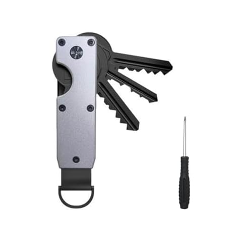 RJSQAQE Key Organizer for Men,Compact Key Holder with Mini Screwdriver,Creative Folding Pocket Key Holder up to 5 Keys (B) Cover