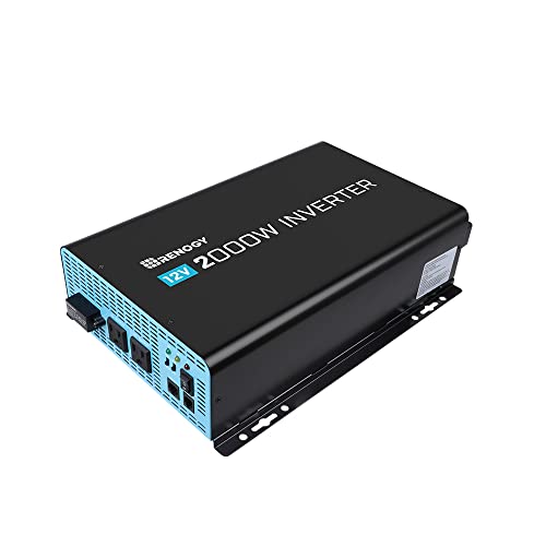 Renogy 12V 2000W Pure Sine Wave Solar Inverter 12VDC to 120VAC Converter for Home Energy, RV, Truck, Off-Grid, Eco Power Saving Mode, RS485 Communication Port, AC Terminal Block