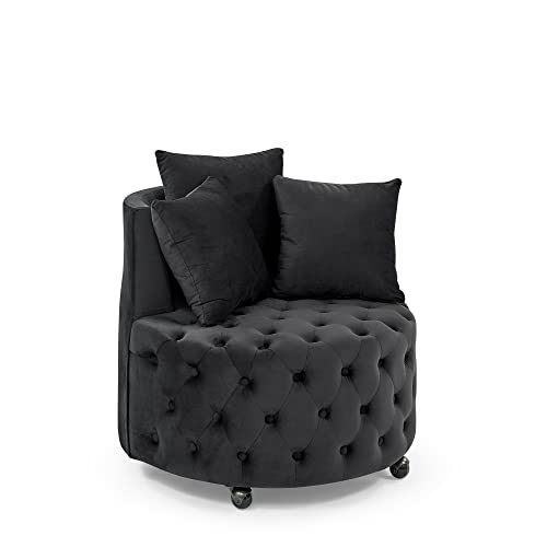 Sillón Plegable Terciopelo Negro miniatura 4