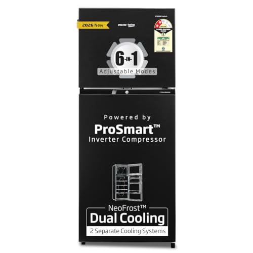 Image of Voltas Beko, A Tata Product 283 L, 2-Star Double Door Frost Free ProSmart Inverter Refrigerator with NeoFrost Dual Cooling Technology (RFF334C / 2WPV100RXBD, Wooden Black)