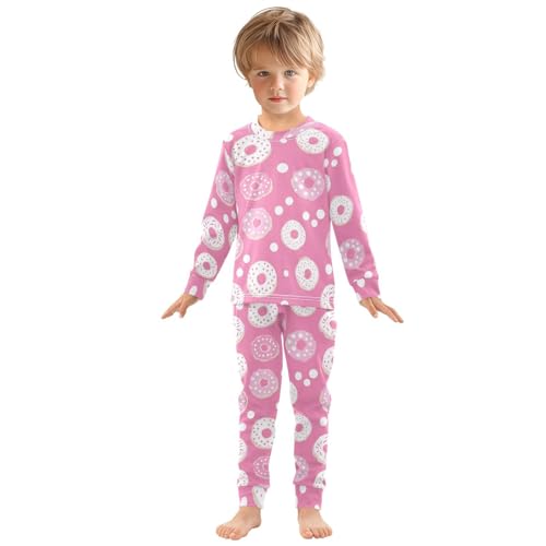 Fustylead Pink White Donut and Dots Cotton Pajamas, Snug Fit Long Sleeve Soft Sleepwear Pjs3