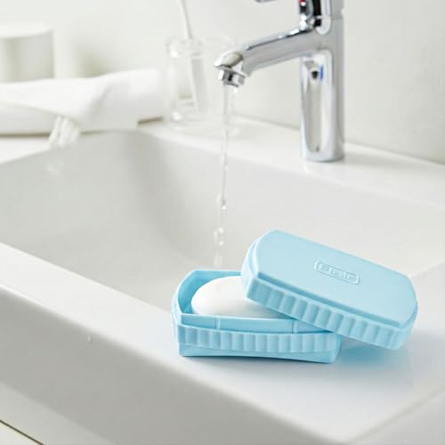 Image of FLAIR Estella Soap Case with Drainage | Reusable & Durable Soap Box | Modern Bathroom Soap Holder (2, Blue)