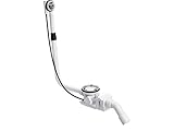 Scarico e troppopieno, con sifone a 45°, ad arco, per vasche da bagno con foro di scarico da 90 mm di diametro secondo DIN EN 274