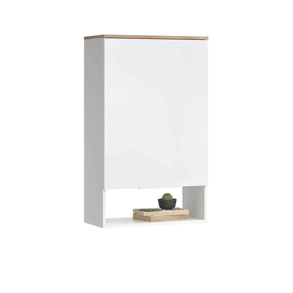 Vicco Sideboard Wido, Blanc/Sonoma, 60x100cm avec Porte, adapté au Montage Mural pour Salle de Bain ou Cuisine