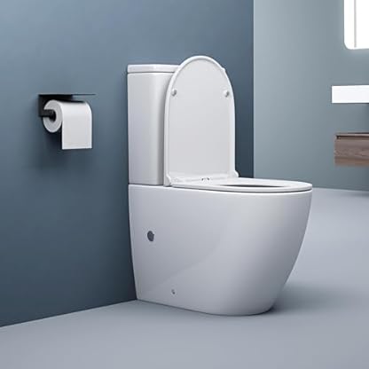 doporro Spülrandlose Stand-WC mit Spülkasten komplett inkl. Softclose Absenkautomatik 36x63x82cm Toilette weiß Stand179T – Bild 3