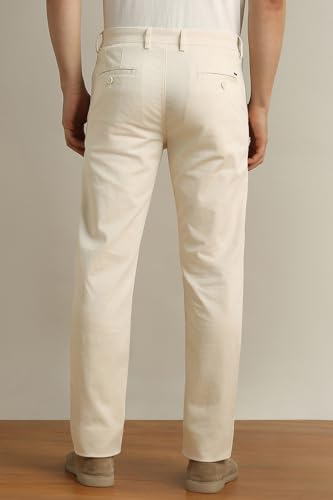 Image of Peter England Men's Super Slim Fit Stretchable Cotton Satin Casual Trousers | Office Sleek & Trendy Look
