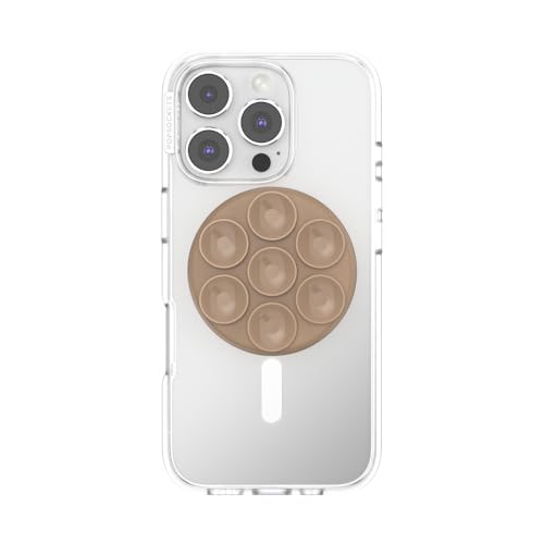 Image of PopSockets Phone Grip for MagSafe, Magnetic Holder, Phone Stand, Suck-Up - Latte