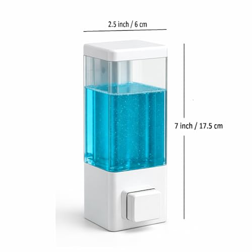 Image of Wall Mounted Liquid Soap Dispenser | Manual Handwash & Sanitizer Dispenser | Refillable Bathroom & Kitchen Soap Dispenser | Leak-Proof Push Button Design | White