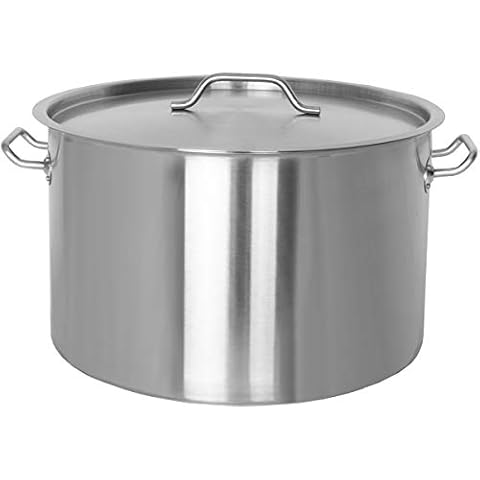 Beeketal 'BKT-23' Gastronomie Kochtopf ca. 22 Liter aus Edelstahl mit starken Griffen und Deckel Cover