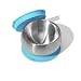 Avanchy Baby Feeding Stainless Steel Spill Proof Stay Put Suction Bowl + Air Tight Lid - Great Baby Gift Set (Blue)