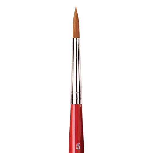 Image of da Vinci Watercolor Series 5580 CosmoTop Spin Paint Brush, Round Synthetic with Red Handle, Size 5 (5580-05)