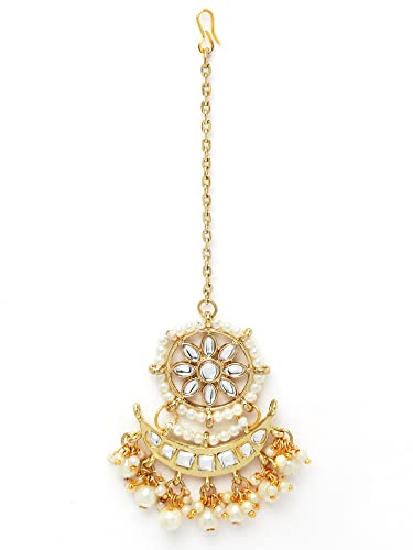 Image of Karatcart Gold Plated Pearl and Drop Kundan Studded Choker Necklace Setfor Women