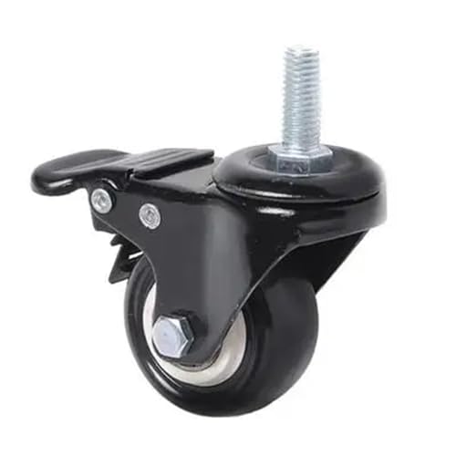 Roulette de meuble noire 1.5 pouce M8 avec frein lot de 4