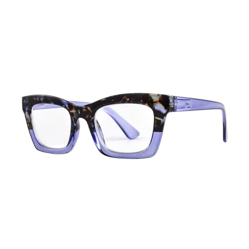 ZDDOUS Lectores de moda para mujeres, hombres, gafas con bisagra de primavera, gafas de lectura con luz azul, gafas resistentes (Violeta,1)