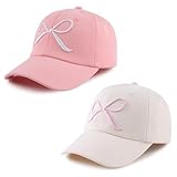 MniJiza Girls Baseball Cap Toddler Embroidered Hats Kids Adjustable Caps Girl Summer Trucker Hats (4-8Y, Pink+Beige)