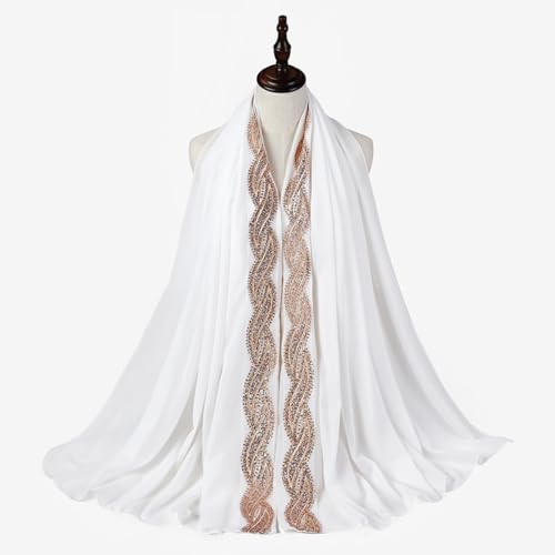 ZGMYC Women's Chiffon Gliiter Sequin Long Scarf Muslim Hijab Elegant Sparkly Headscarf Shawls and Wraps for Evening Dress3