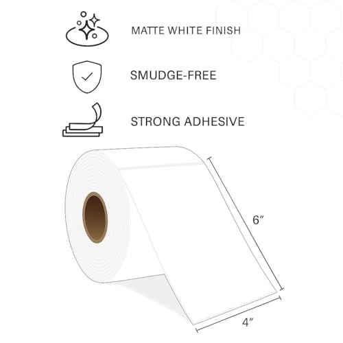 Image of Thermal Label Printer Paper 4x6, 400 Labels per Roll - Pack of 8 | Thermal Shipping Labels | Strong Adhesive, Easy Peel | Compatible with All Direct Thermal Printers
