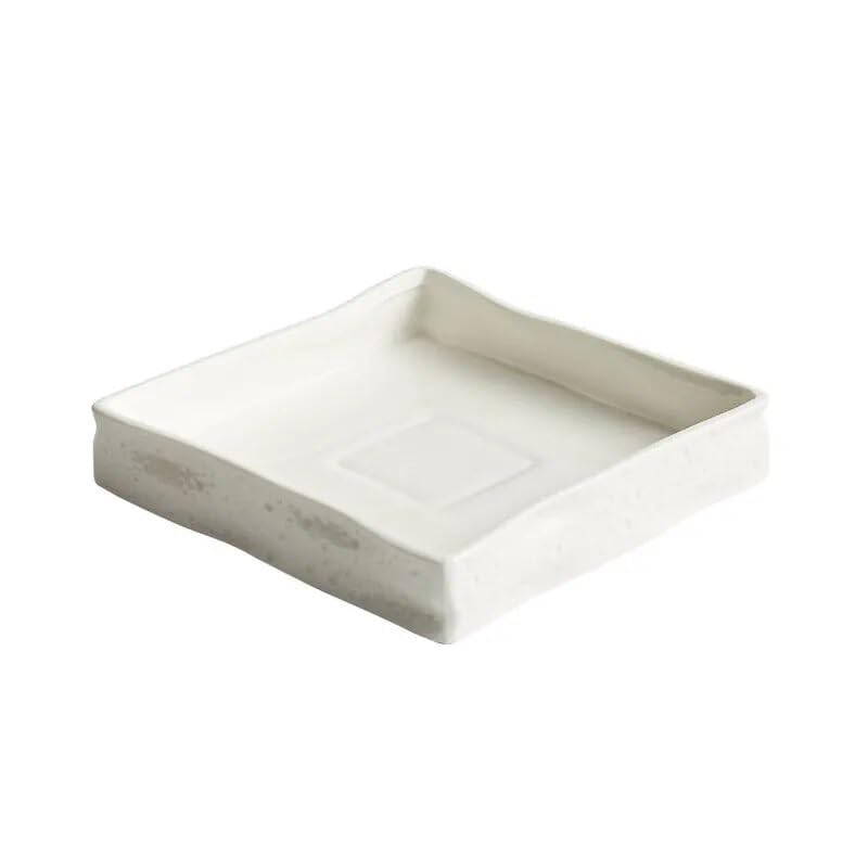 Piatti piani in ceramica per ristorante, quadrati, struttura roccia, spessa, piatto da dessert, snack, stoviglie per uso domestico, piatti freddi (A 16,5 cm)