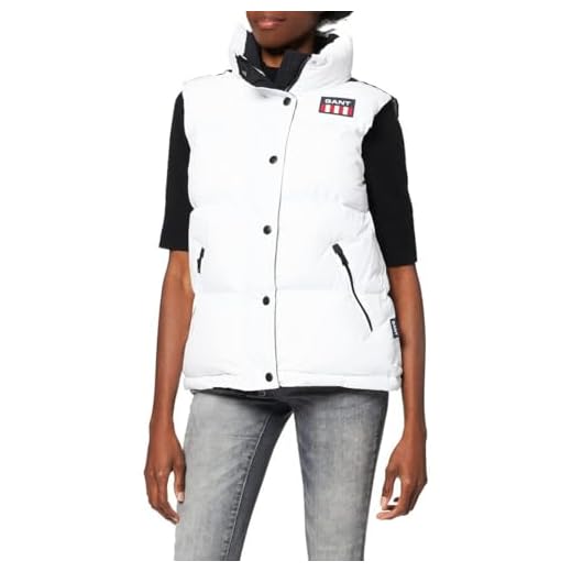GANT Damen D2. ALTA Color Blocked Padded Vest, White, M