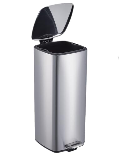 Caneca de basura cuadrada de acero inoxidable 8 galones